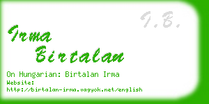 irma birtalan business card